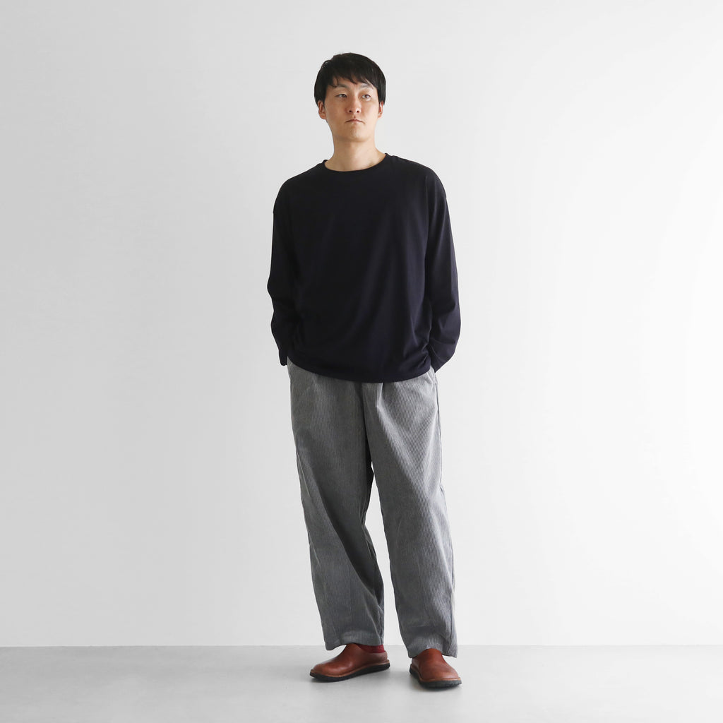 【HUIS】シャトルコーデュロイバルーンパンツロング（太畝・グレー）【ユニセックス】【506L-459-07GRY】