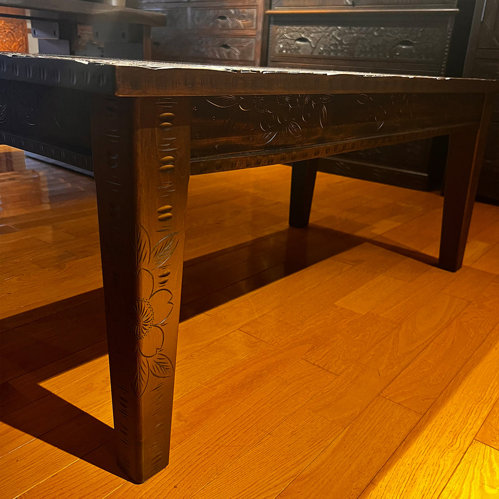 引取　京都　机　YOSHIKAWA D＆A 飾り彫刻　カフェテーブル 在庫有】リメイク コーヒーテーブル | 大坂屋家具店