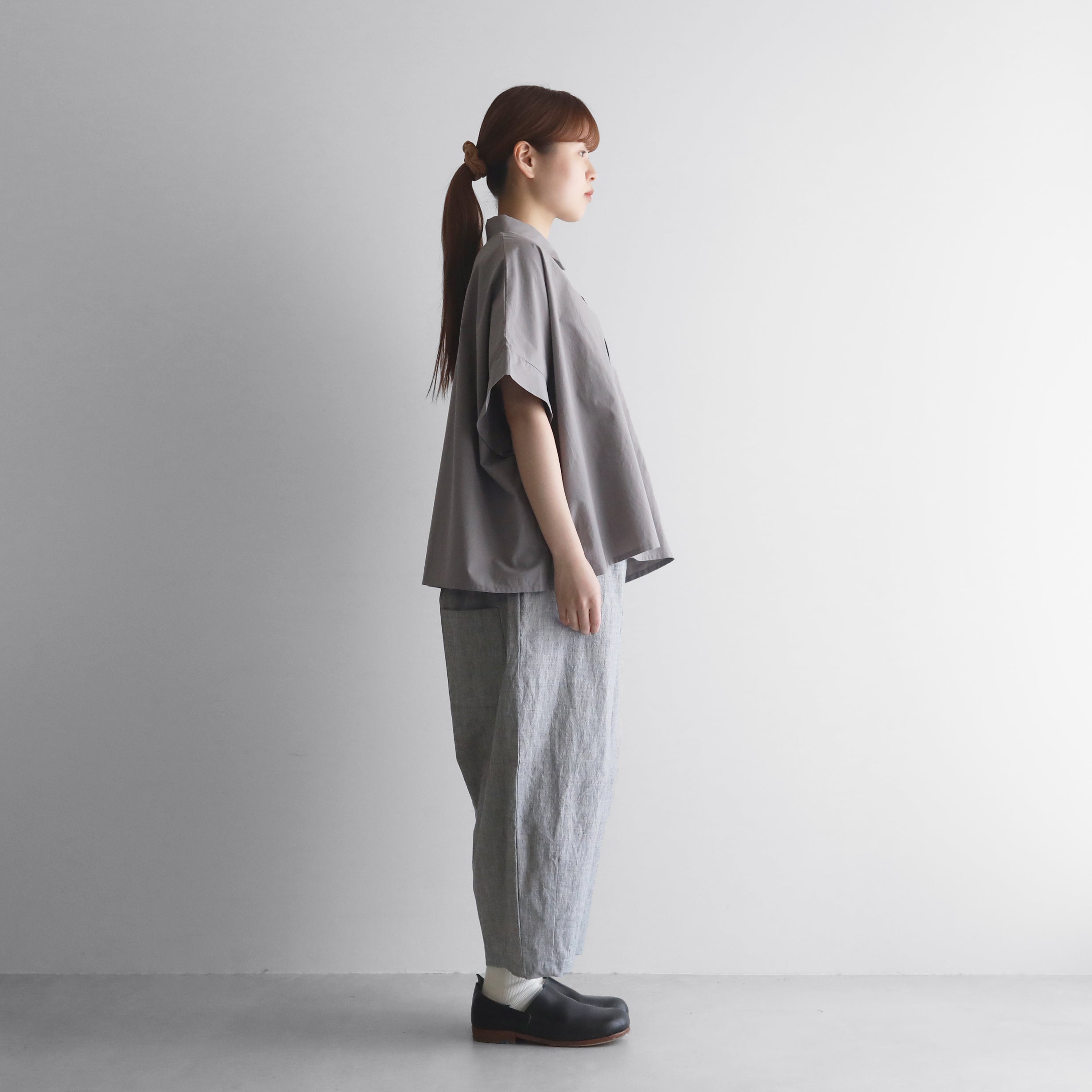 HUIS】オーガニックコットンスクエアワイドシャツ（グレー）【ユニ