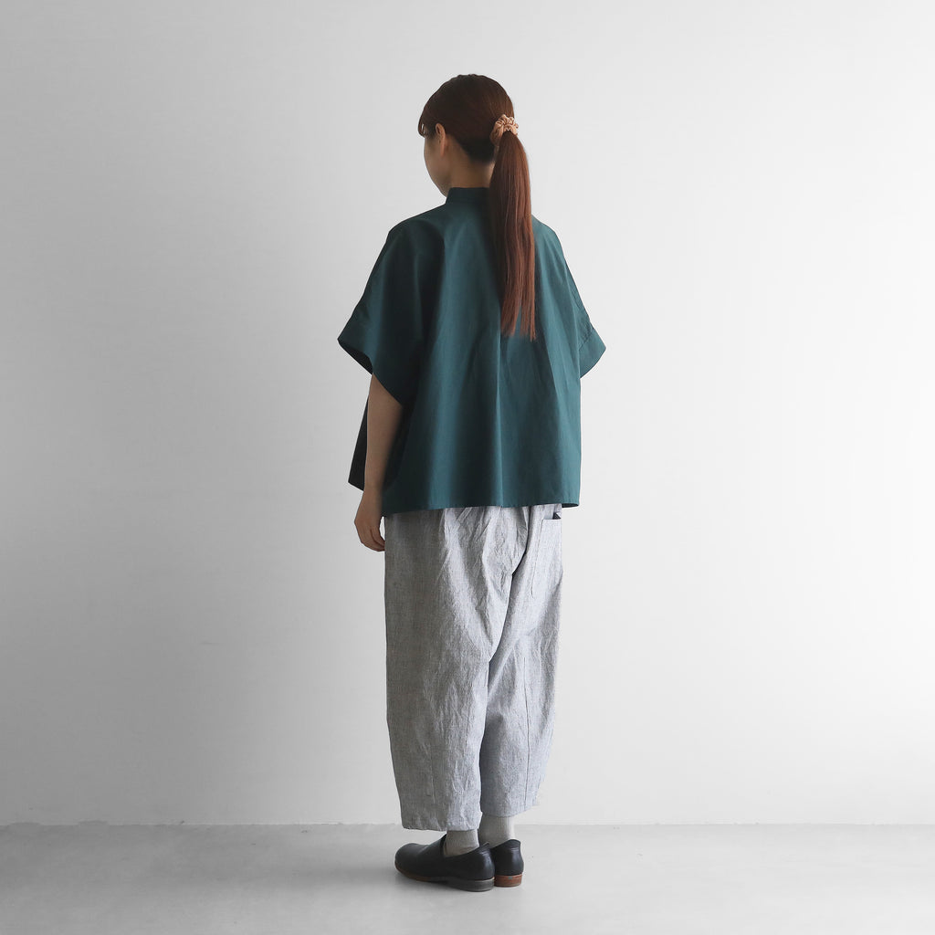 【HUIS】オーガニックコットンスクエアワイドシャツ（グリーン）【ユニセックス】【024-H02-69GRN】