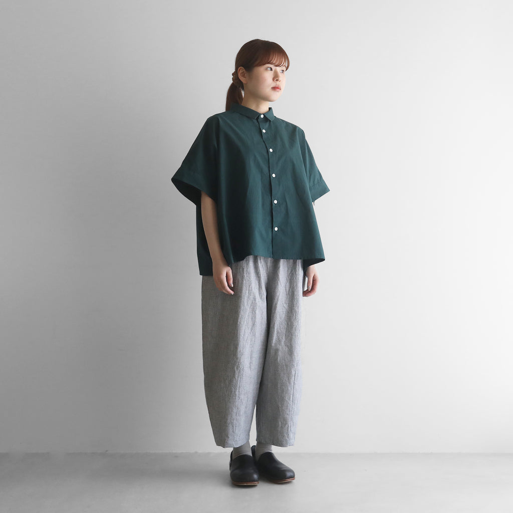 【HUIS】オーガニックコットンスクエアワイドシャツ（グリーン）【ユニセックス】【024-H02-69GRN】