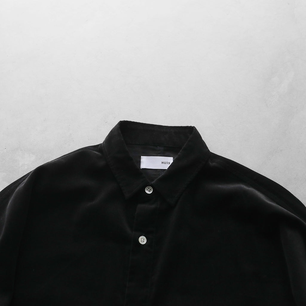 【HUIS】みじんコールロングシャツ（ブラック）【ユニセックス】【017-H04-09BLK】