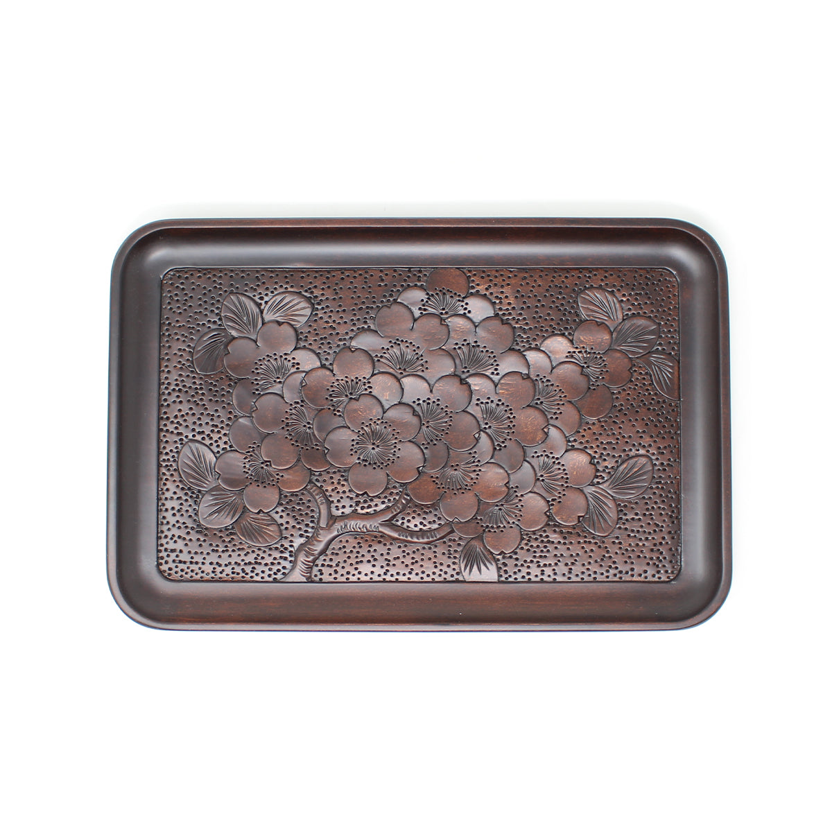 トレー 受盆 27×18㎝ 総彫 茶 | 大坂屋家具店
