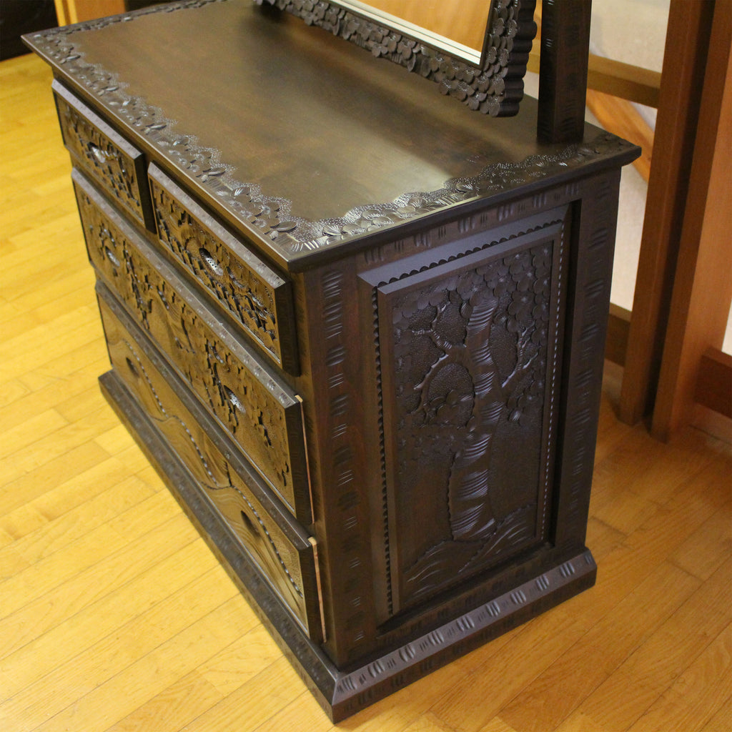 【在庫有】ヴィンテージ　鏡付タンス