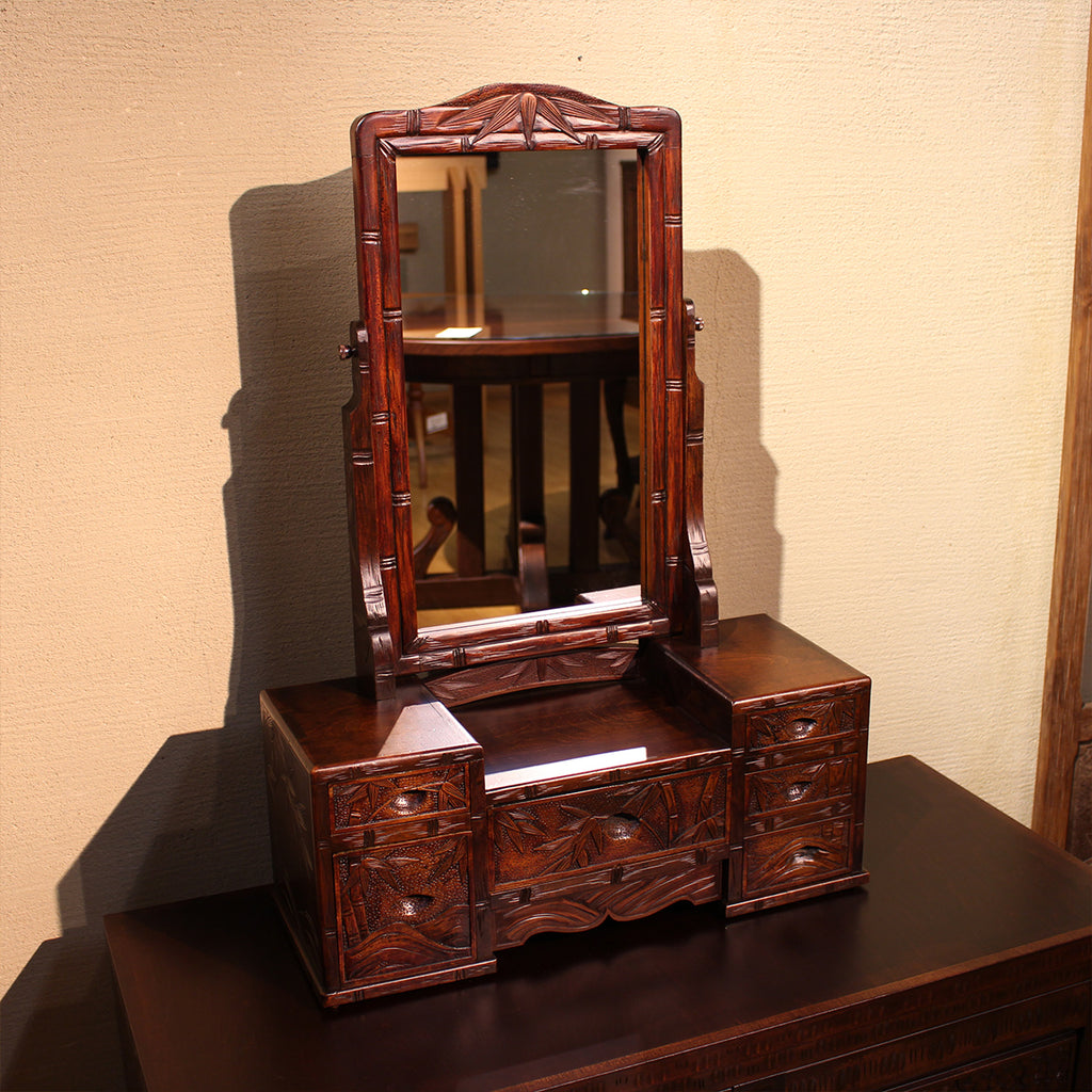 【在庫有】ヴィンテージ　鏡台（竹彫）