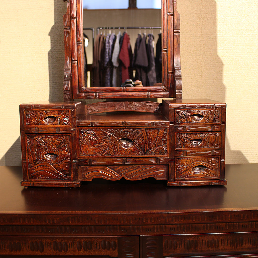 【在庫有】ヴィンテージ　鏡台（竹彫）