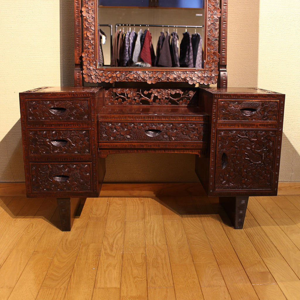 【在庫有】ヴィンテージ　姿見鏡台（低スツール付）