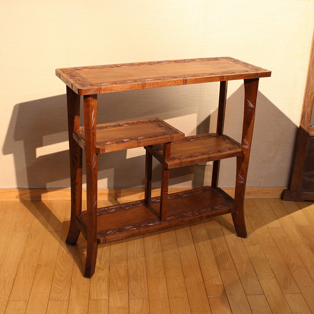 【在庫有】ヴィンテージ　違い棚（竹彫）