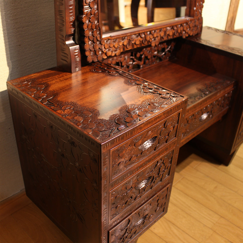 【在庫有】ヴィンテージ　姿見鏡台（低スツール付）