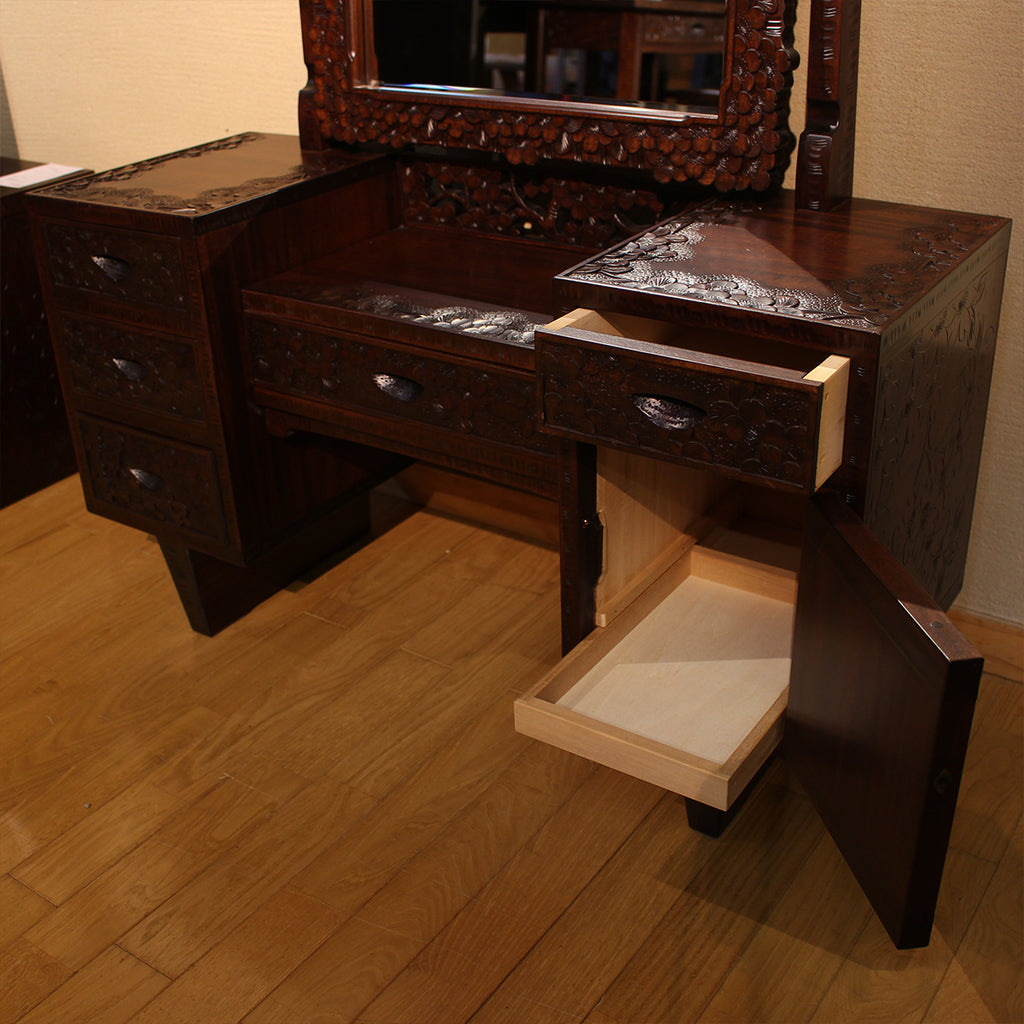 【在庫有】ヴィンテージ　姿見鏡台（低スツール付）