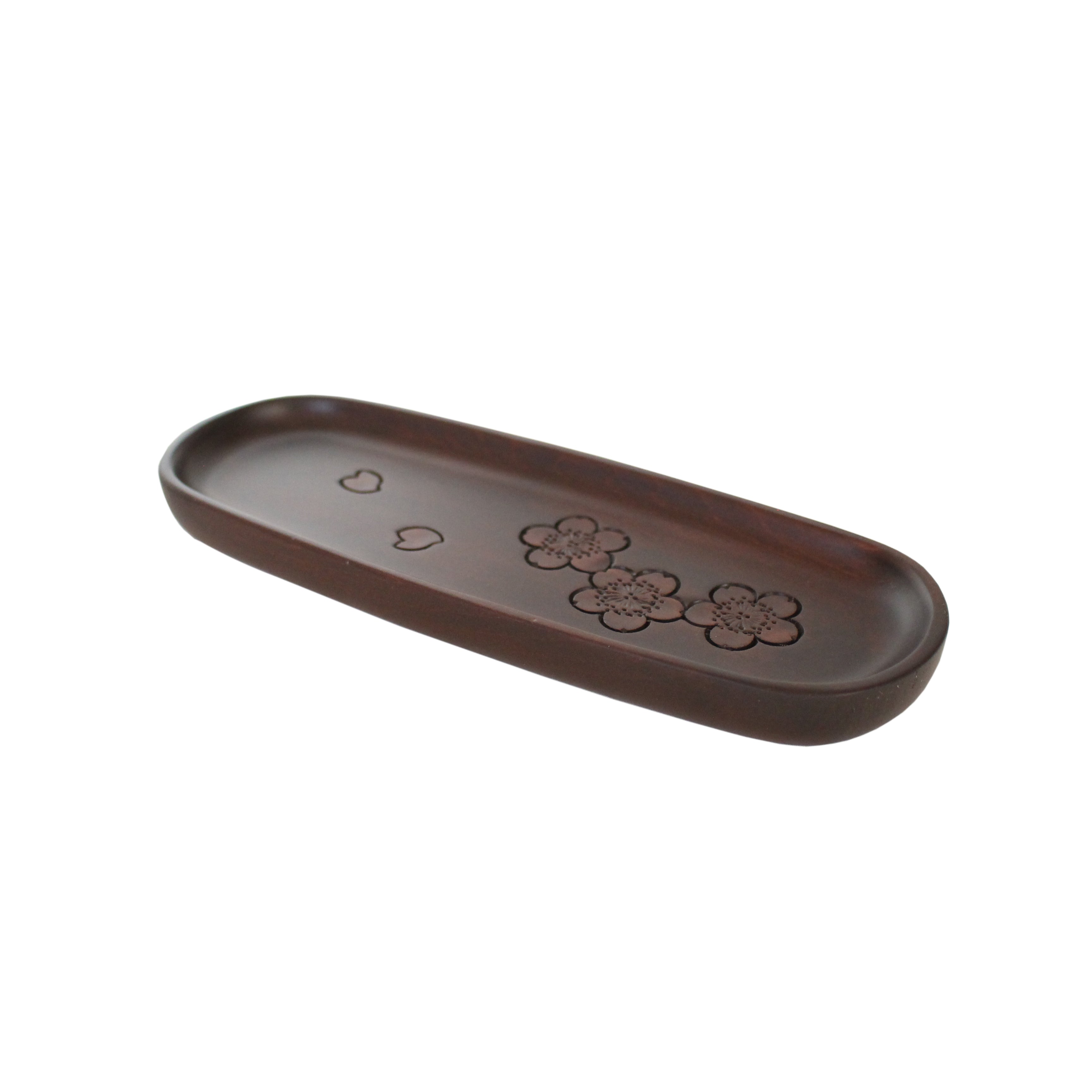 軽井沢彫）トレー角長Sサイズ 桜総彫 茶色 | 大坂屋家具店