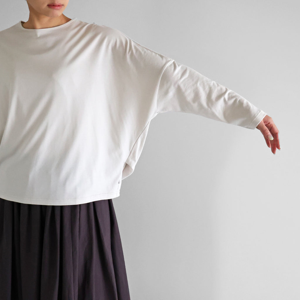 【HUIS in house】SUVIN COTTON長袖コクーンカットソー（グレージュ）【レディス】【CS202-1004-04IGY】