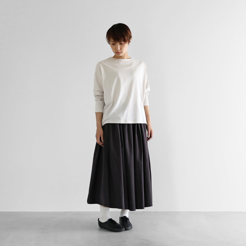 【HUIS in house】SUVIN COTTON長袖コクーンカットソー（グレージュ）【レディス】【CS202-1004-04IGY】
