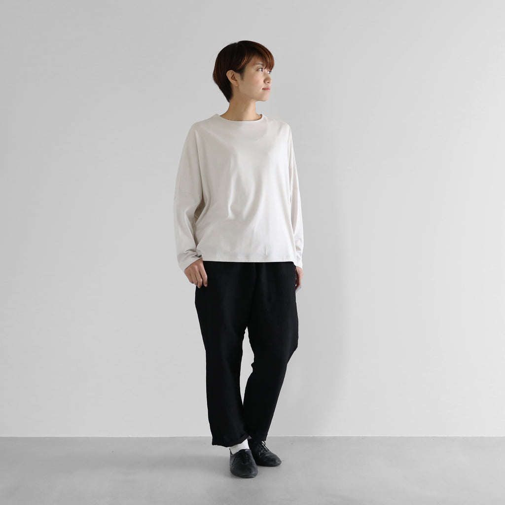 【HUIS in house】SUVIN COTTON長袖コクーンカットソー（グレージュ）【レディス】【CS202-1004-04IGY】