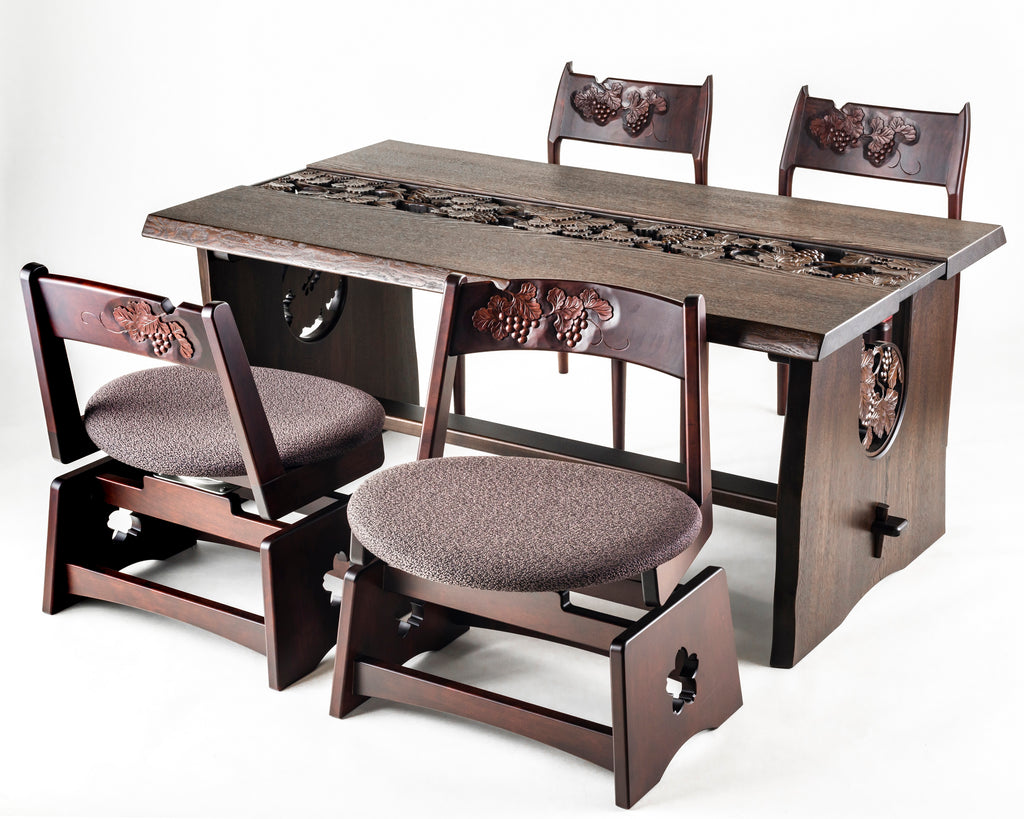 自然木テーブル・透かし彫　タモ