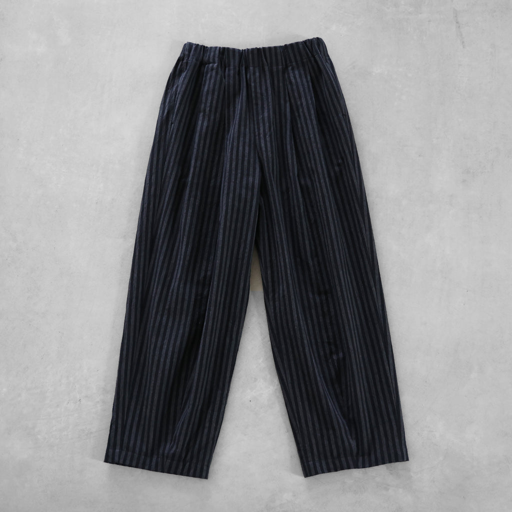 【HUIS】シーチングコットンワイドパンツ（ブラック×グレー）【ユニセックス】【504-0226-09STBLK】