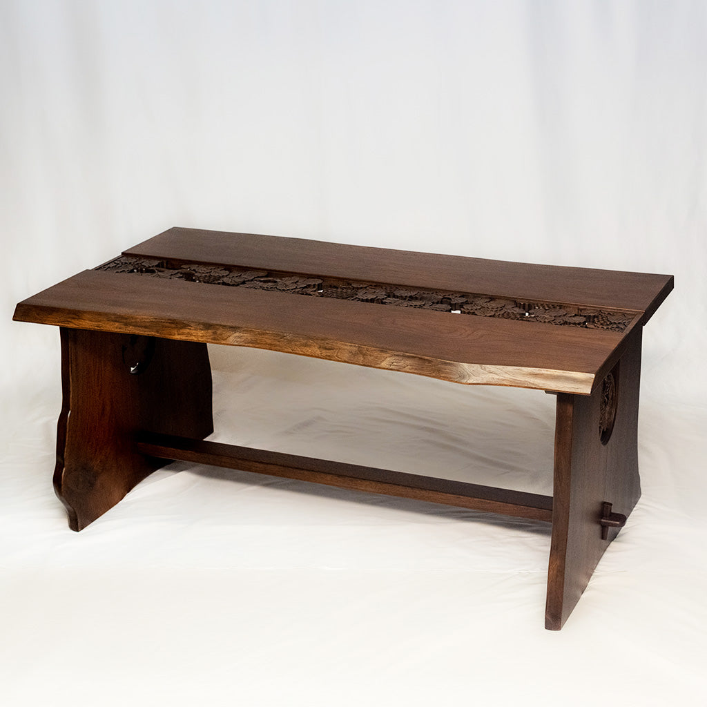 自然木テーブル・透かし彫　ブラックウォールナット