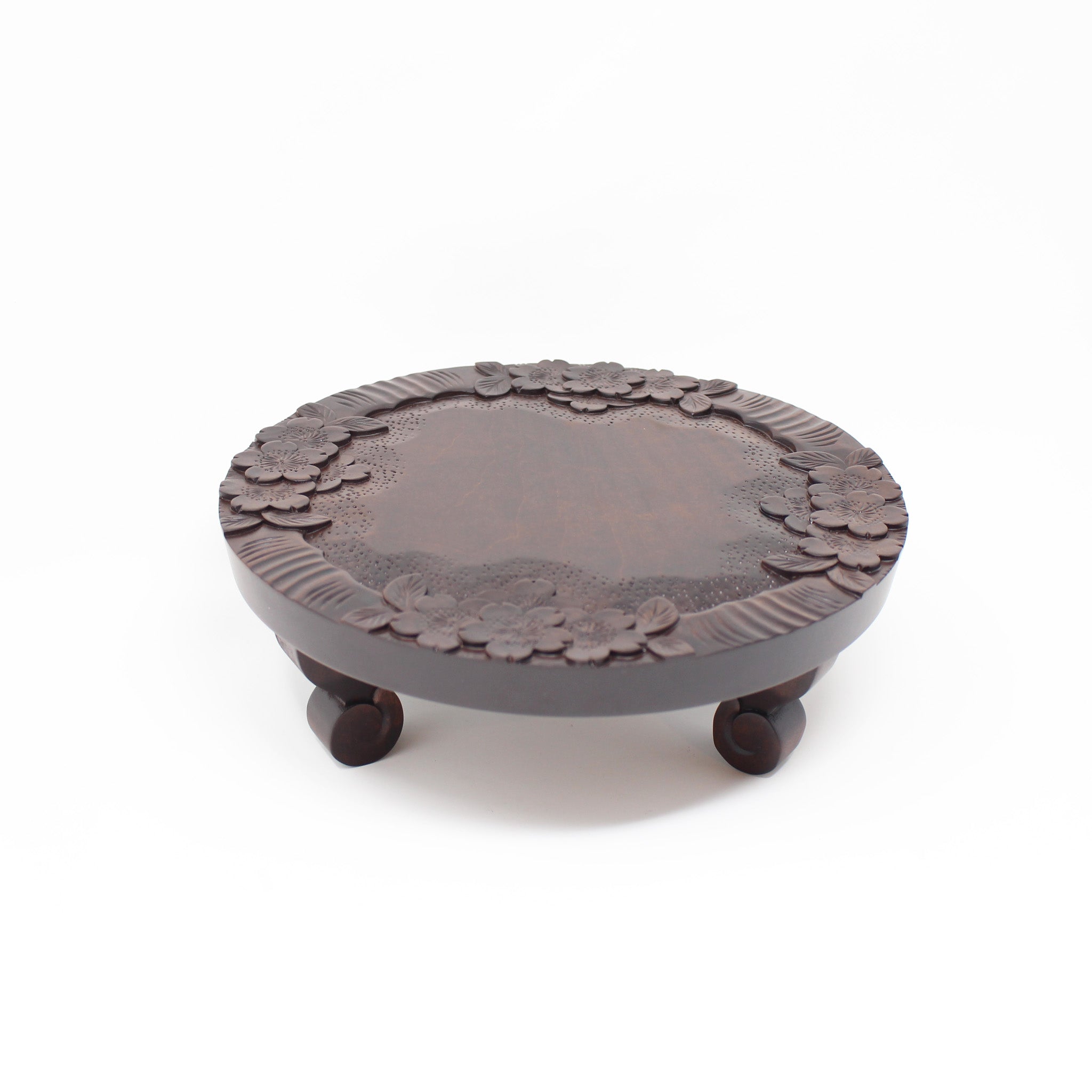 花台 24cm丸 桜彫 | 大坂屋家具店