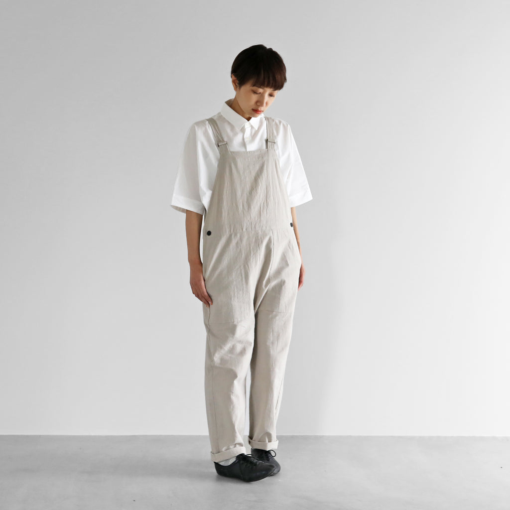 【HUIS】やわらかシーチングコットンオーバーオール （グレージュ）【ユニセックス】【509-0226-04GBE】