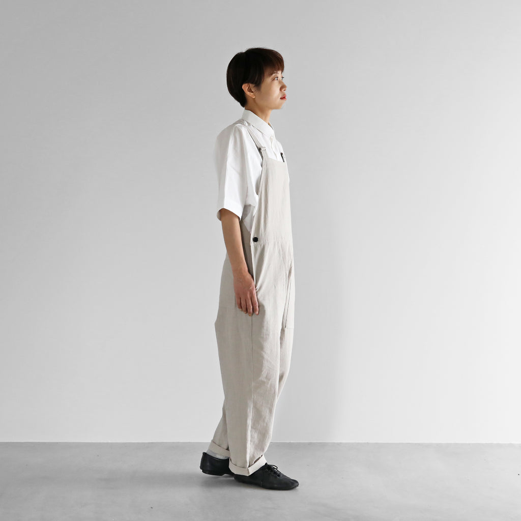 【HUIS】やわらかシーチングコットンオーバーオール （グレージュ）【ユニセックス】【509-0226-04GBE】