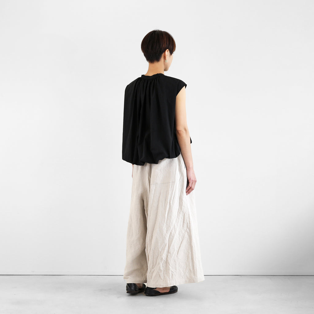 【HUIS】ゆるふわコットンフレンチスリーブコクーンブラウス（ブラック）【レディス】【U107-0001-09BLK】