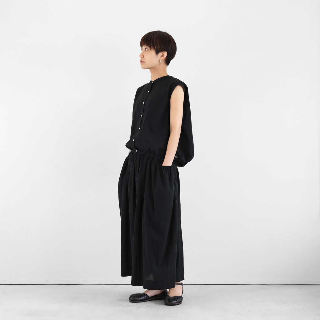 【HUIS】ゆるふわコットンフレンチスリーブコクーンブラウス（ブラック）【レディス】【U107-0001-09BLK】