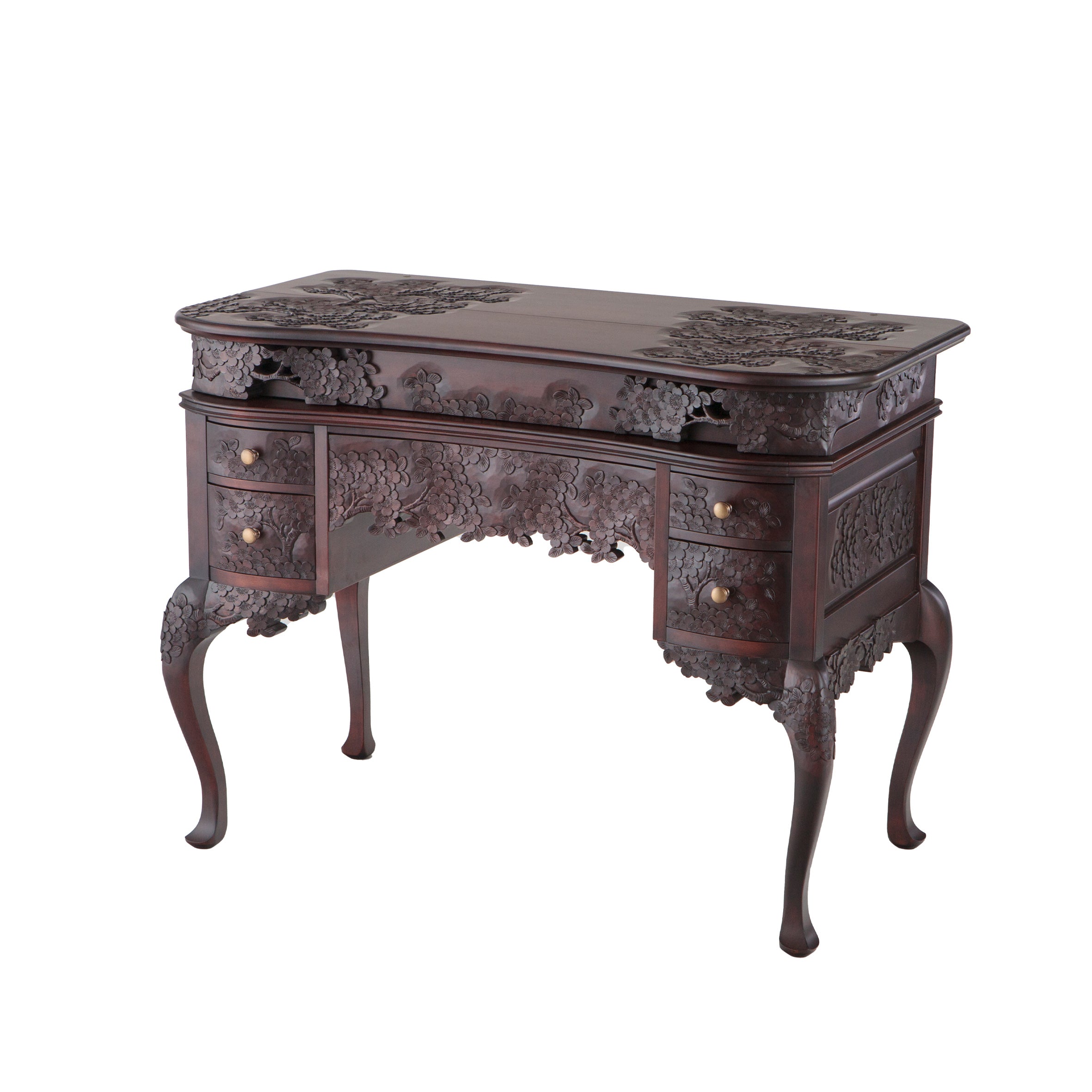 花梨材　ラインティングビュー　デスク　猫脚 花梨材 ラインティングビュー デスク 猫脚