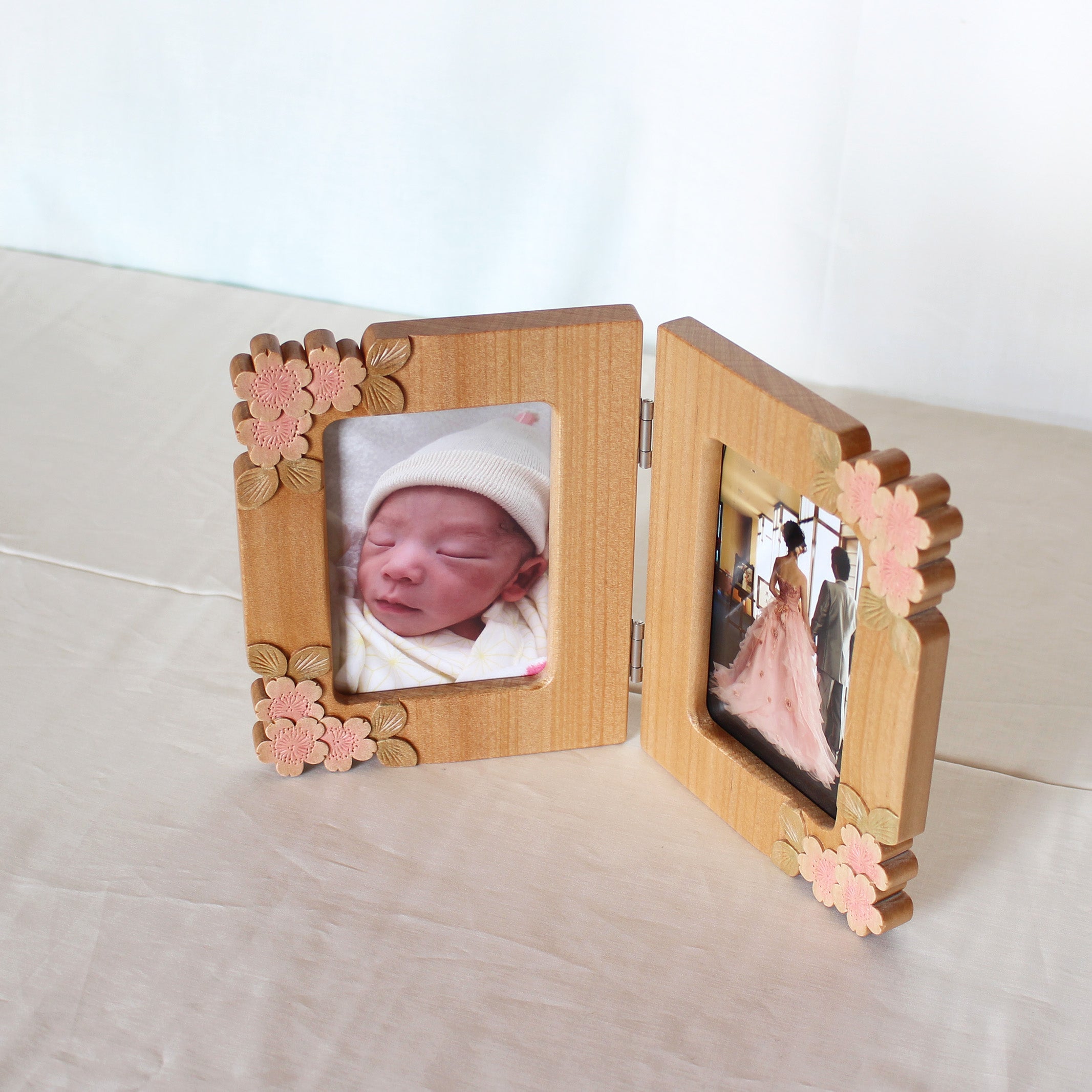 軽井沢彫）写真立て ダブル Lサイズ ポイント彫 彩色 | 大坂屋家具店